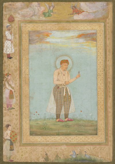 Akbar con un Sarpech, del álbum tardío de Shahjahan, folio de manuscrito separado, c.1650 de Mughal School